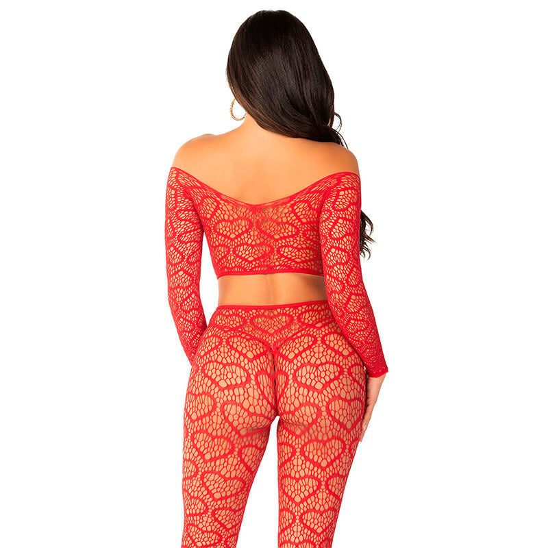 LEG AVENUE - CROP TOP + MEDIAS ROJO TALLA ÚNICA LEG AVENUE BODYSTOCKINGS
