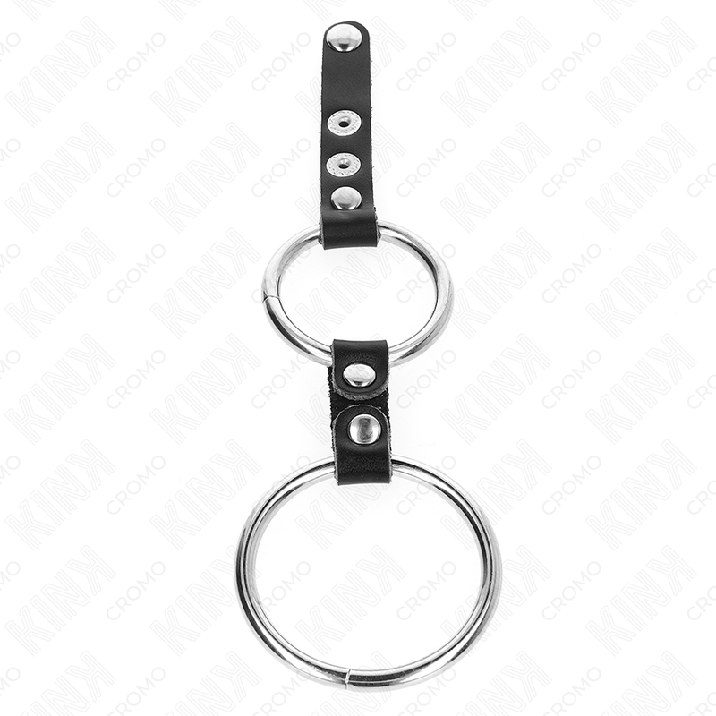 KINK - ANILLO PENE DOBLE 3.8 CM A 5 CM CONECTADOS POR CUERO KINK RING POWER