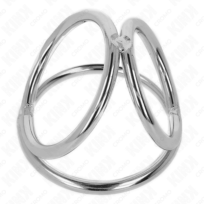 KINK - ANILLO PENE TRIPLE METAL CROMADO 3.8 CM A 5 CM MODELO 2 KINK RING POWER