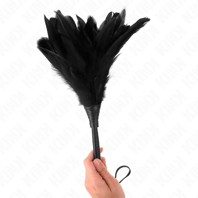 KINK - PLUMAS DE POLLO PARA COSQUILLAS CON FORMA CUERNO DE CRIADA NEGRO 36 CM KINK IMPACT & TOUCH