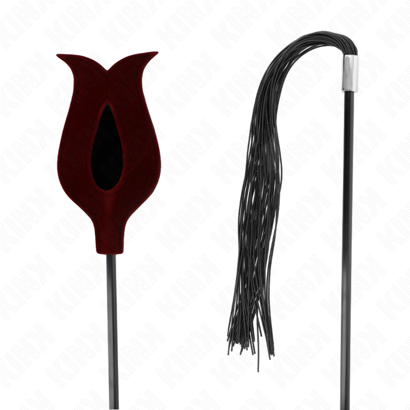 KINK - LÁTIGO DE BORLA DE SILICONA CON FORMA DE ROSA 45 CM KINK IMPACT & TOUCH