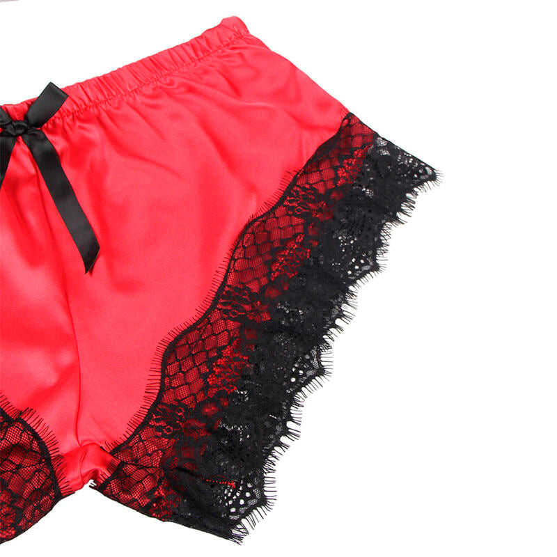 SUBBLIME - 953959 PIJAMA SEXY SATEN Y ENCAJE NEGRO/ROJO S/M SUBBLIME SETS