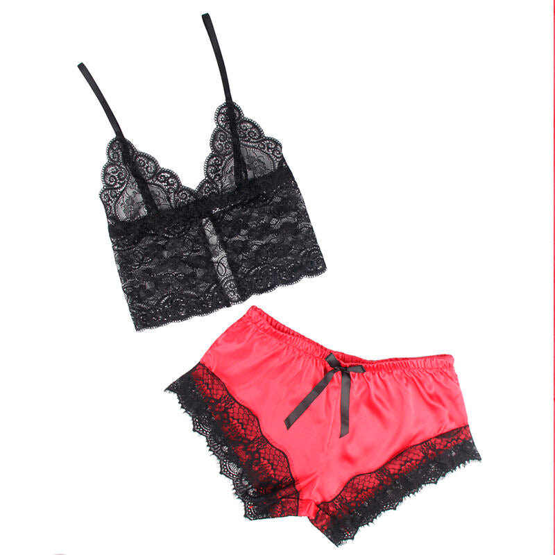 SUBBLIME - 953966 PIJAMA SEXY SATEN Y ENCAJE NEGRO/ROJO L/XL SUBBLIME SETS