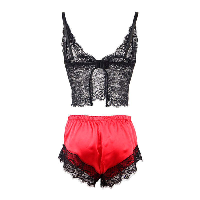 SUBBLIME - 953966 PIJAMA SEXY SATEN Y ENCAJE NEGRO/ROJO L/XL SUBBLIME SETS