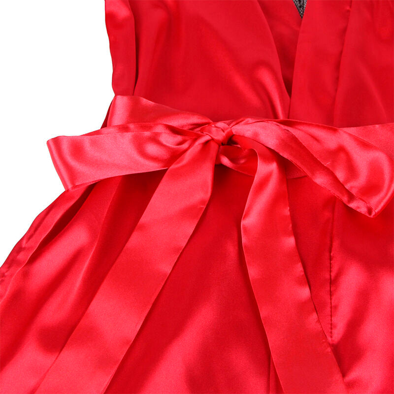 SUBBLIME - 954024 CAMISON DE ENCAJE ESPALDA TRANSPARENTE + TANGA ROJO/NEGRO L/XL SUBBLIME SETS