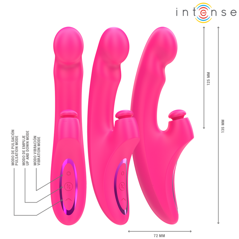 INTENSE - EMI VIBRADOR 13,5 CM MULTIFUNCIÓN 3 EN 1 10 VIBRACIONES ROSA INTENSE FUN