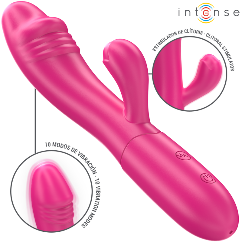 INTENSE - IVY VIBRADOR FLEXIBLE 10 VIBRACIONES CON LENGUA ESTIMULADORA ROSA INTENSE FUN