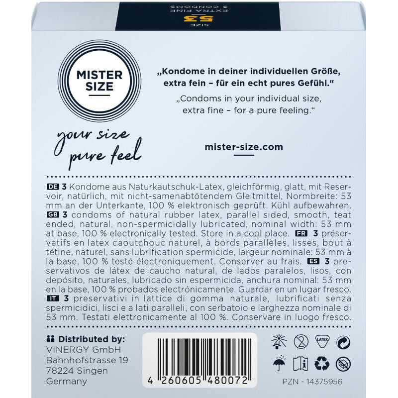 MISTER SIZE - PRESERVATIVOS TALLA M 53 MM (3 UNIDADES) MISTER SIZE