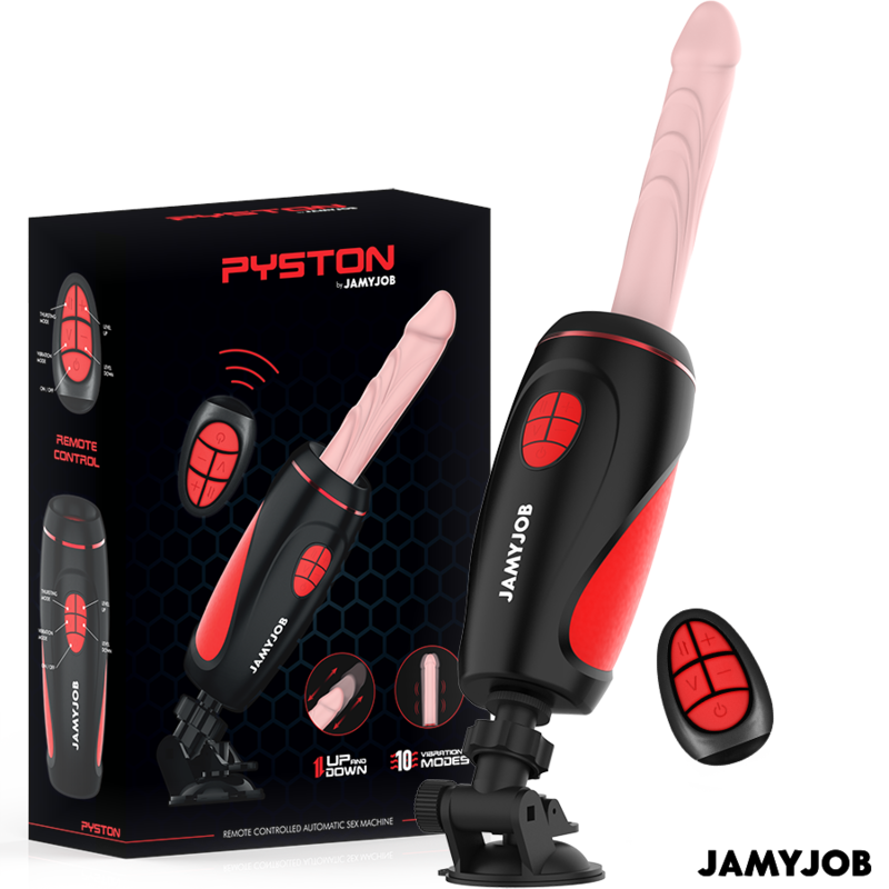 JAMYJOB - PYSTON BASE MASTURBADOR AUTOMÁTICO CON DILDO CONTROL REMOTO JAMYJOB
