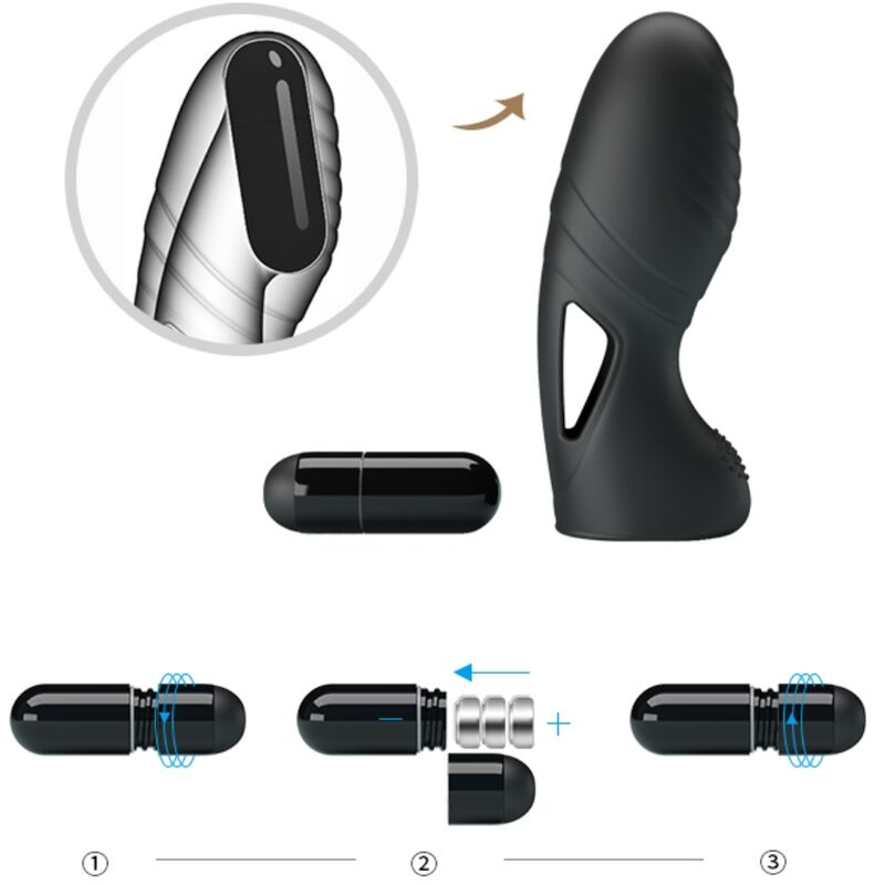 PRETTY LOVE - ALAN VIBRADOR DE DEDO SILICONA NEGRO PRETTY LOVE