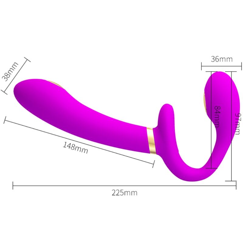 PRETTY LOVE - THUNDERBIRD VIBRADOR DOBLE STRAP-ON CONTROL REMOTO MORADO PRETTY LOVE