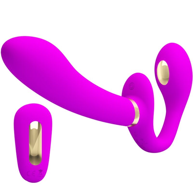 PRETTY LOVE - THUNDERBIRD VIBRADOR DOBLE STRAP-ON CONTROL REMOTO MORADO PRETTY LOVE