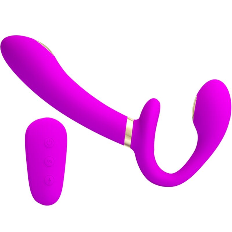 PRETTY LOVE - THUNDERBIRD VIBRADOR DOBLE STRAP-ON CONTROL REMOTO MORADO PRETTY LOVE