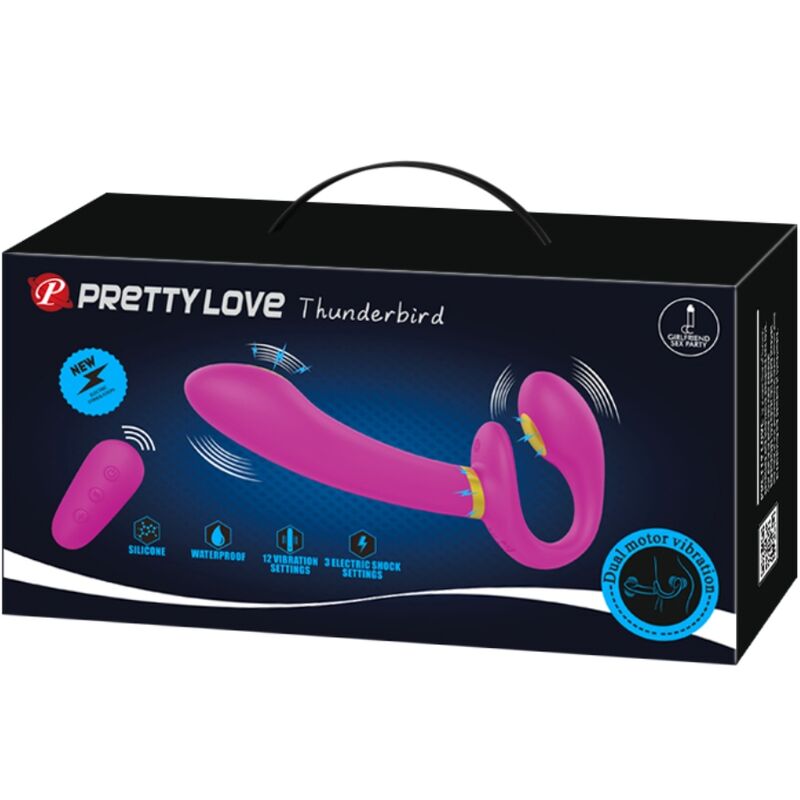 PRETTY LOVE - THUNDERBIRD VIBRADOR DOBLE STRAP-ON CONTROL REMOTO MORADO PRETTY LOVE