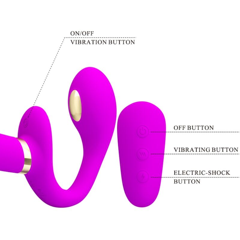 PRETTY LOVE - THUNDERBIRD VIBRADOR DOBLE STRAP-ON CONTROL REMOTO MORADO PRETTY LOVE