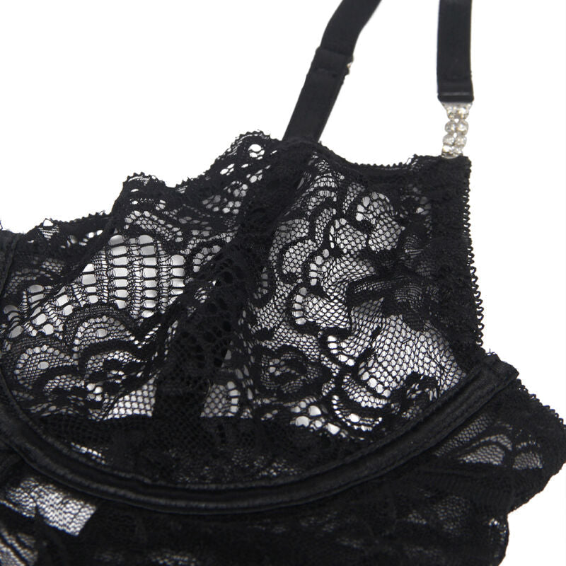 SUBBLIME - 954185 BABYDOLL DE ENCAJE CON TIRANTES AJUSTABLES NEGRO S/M SUBBLIME BABYDOLLS