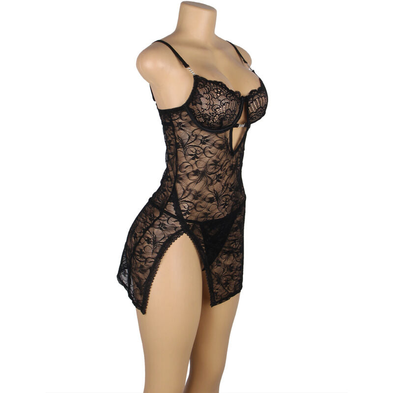 SUBBLIME - 954185 BABYDOLL DE ENCAJE CON TIRANTES AJUSTABLES NEGRO S/M SUBBLIME BABYDOLLS