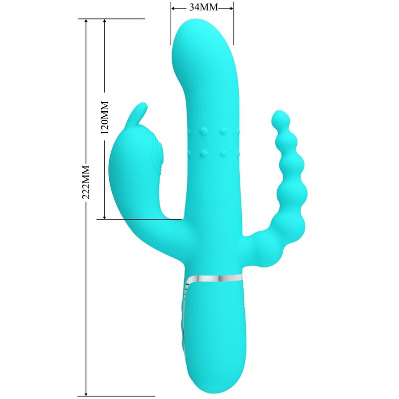 PRETTY LOVE - CAMMY TRIPLE VIBRADOR RABBIT MULTIFUNCIÓN 4 EN 1 AZUL PRETTY LOVE