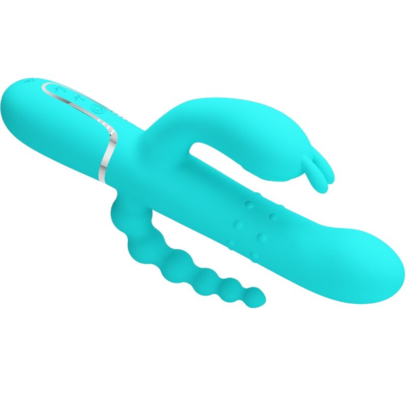 PRETTY LOVE - CAMMY TRIPLE VIBRADOR RABBIT MULTIFUNCIÓN 4 EN 1 AZUL PRETTY LOVE