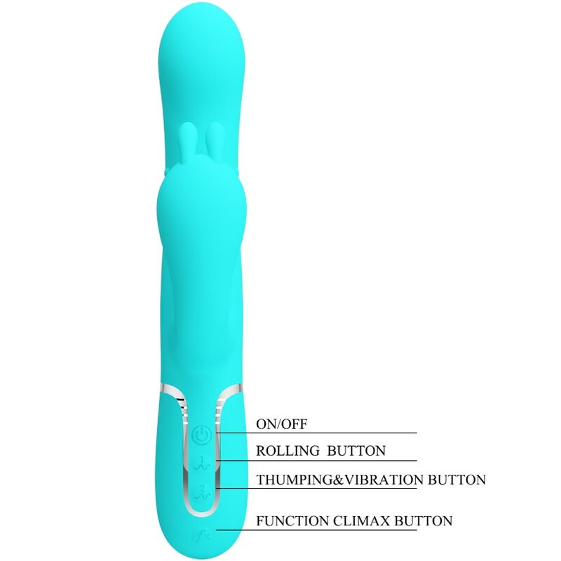 PRETTY LOVE - CAMMY TRIPLE VIBRADOR RABBIT MULTIFUNCIÓN 4 EN 1 AZUL PRETTY LOVE