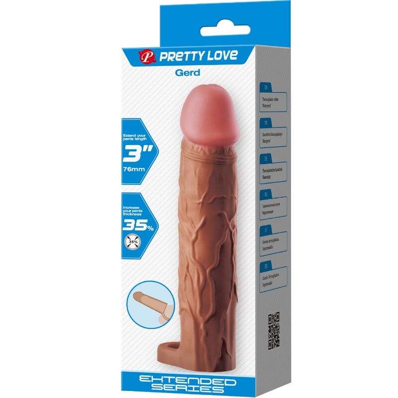PRETTY LOVE - GERD FUNDA PARA PENE CON EXTENSIÓN DE 7.6 CM MULATO PRETTY LOVE