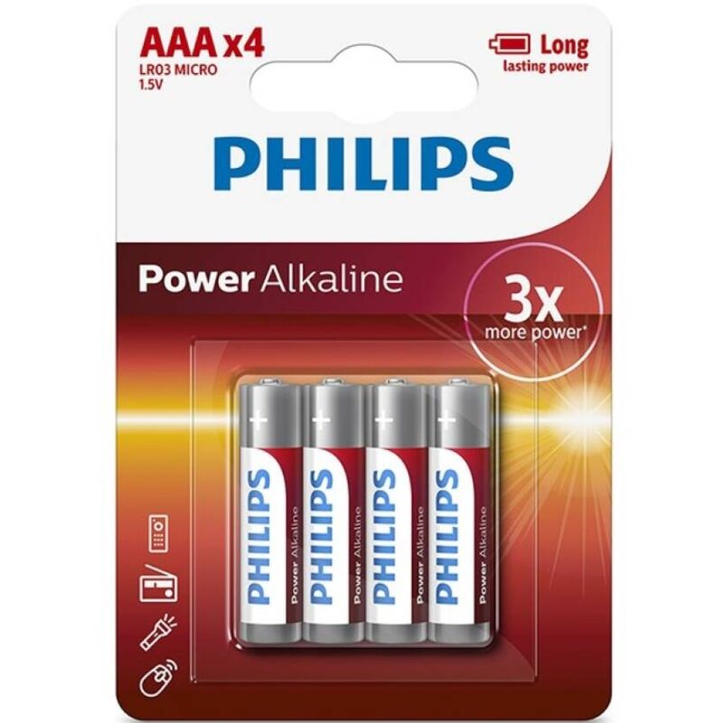 PHILIPS - POWER ALKALINE PILA AAA LR03 BLISTER*4 PHILLIPS