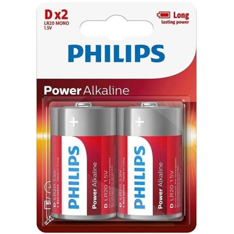 PHILIPS - POWER ALKALINE PILA D LR20 BLISTER*2 PHILLIPS