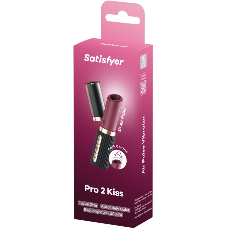 SATISFYER - PRO 2 KISS ESTIMULADOR CLÍTORIS POR ONDAS GRANATE / NEGRO SATISFYER AIR PULSE