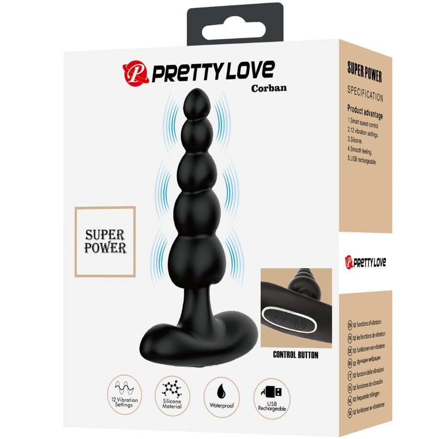 PRETTY LOVE - CORBAN VIBRADOR ANAL 10 VIBRACIONES NEGRO PRETTY LOVE