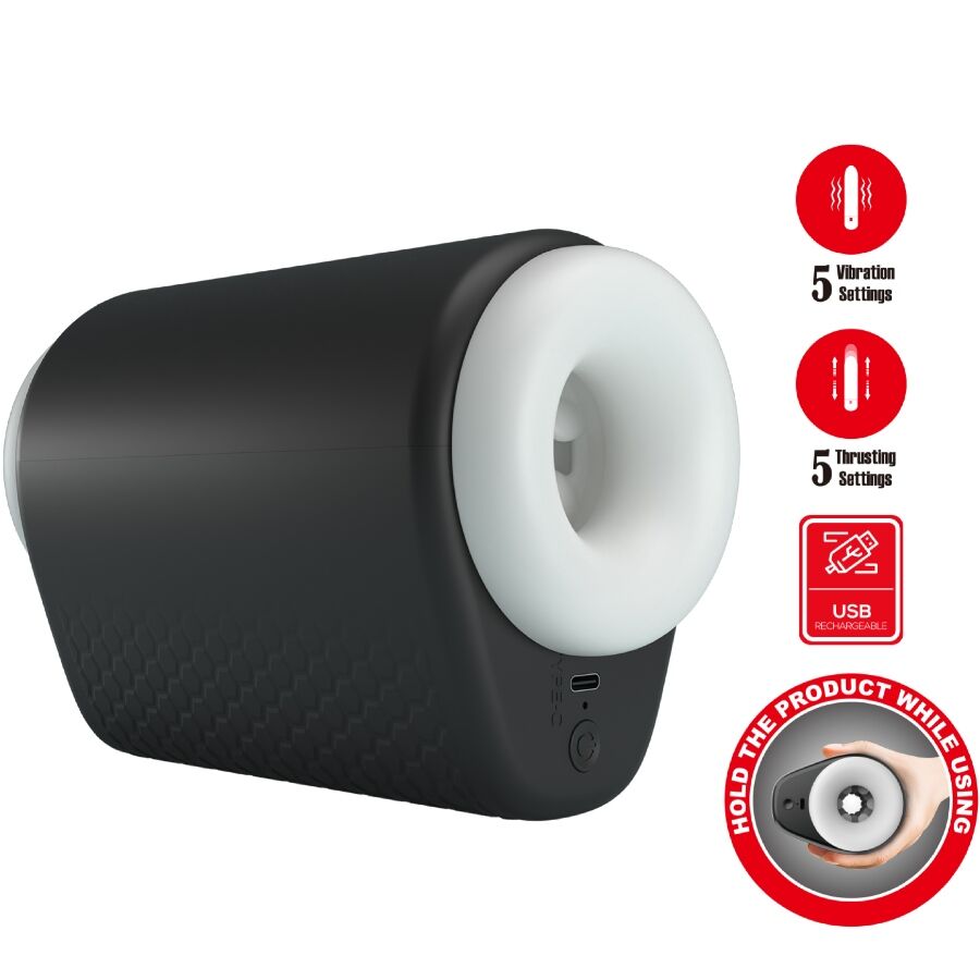 PRETTY LOVE - DJ GIRL MASTURBADOR MASCULINO CON VIBRACIÓN 5 CONFIGURACIONES NEGRO PRETTY LOVE MALE