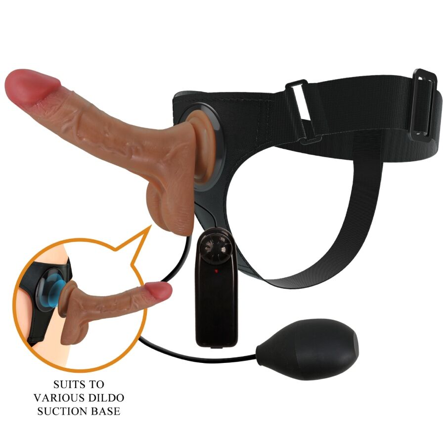 PRETTY LOVE - HARNESS BRIEFS UNIVERSAL CON DILDO VIBRACIÓN Y SQUIRTING 15.5 CM MULATO PRETTY LOVE
