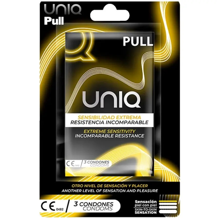 UNIQ - PULL PRESERVATIVOS CON TIRAS SIN LÁTEX 3 UNIDADES UNIQ