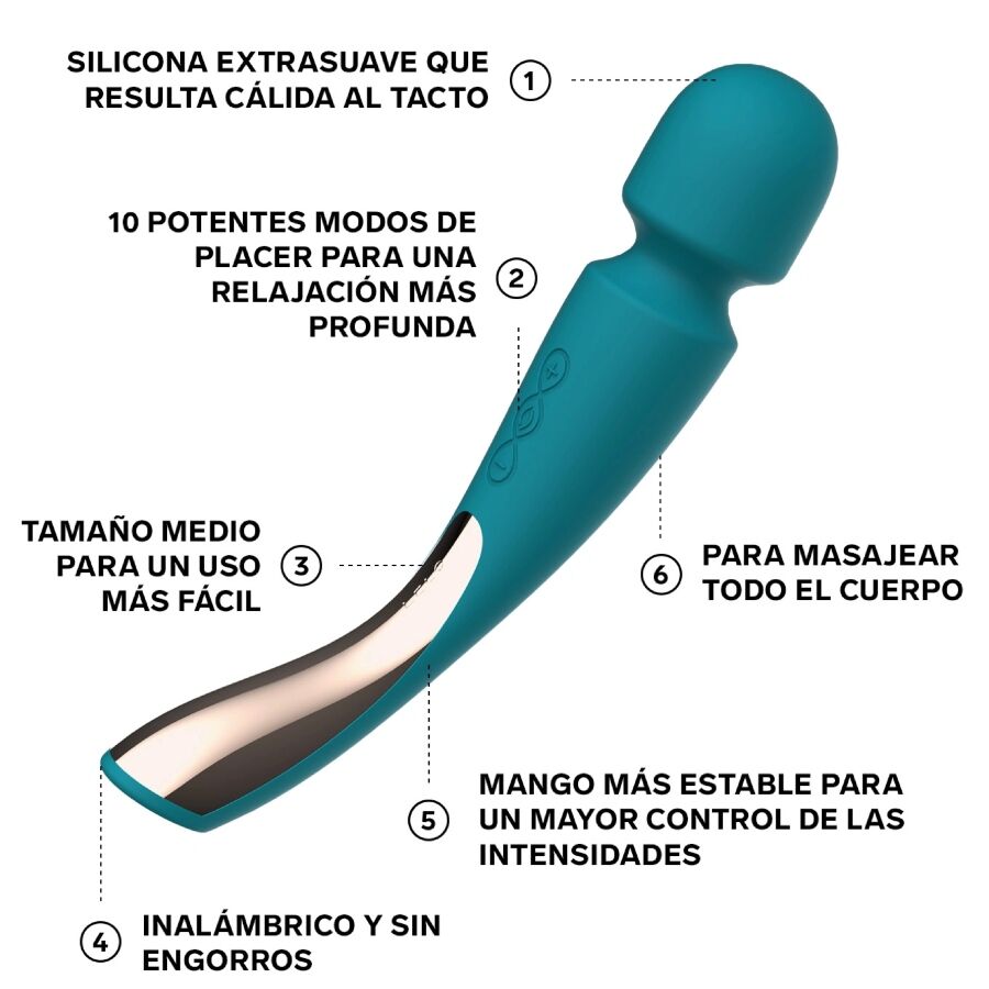 LELO - MASAJEADOR SMART MEDIUM WAND 2 VERDE AGUA LELO