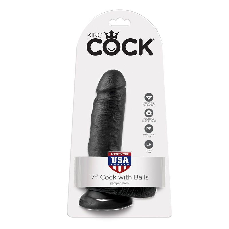 KING COCK - 7 PENE REALISTICO NEGRO 17.8 CM KING COCK
