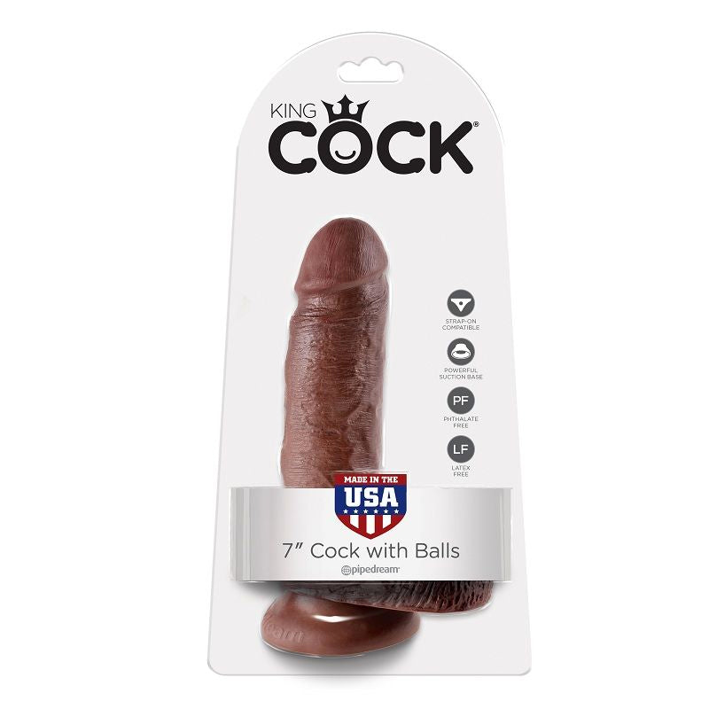 KING COCK - 7 PENE REALÍSTICO MARRÓN 17.8 CM KING COCK