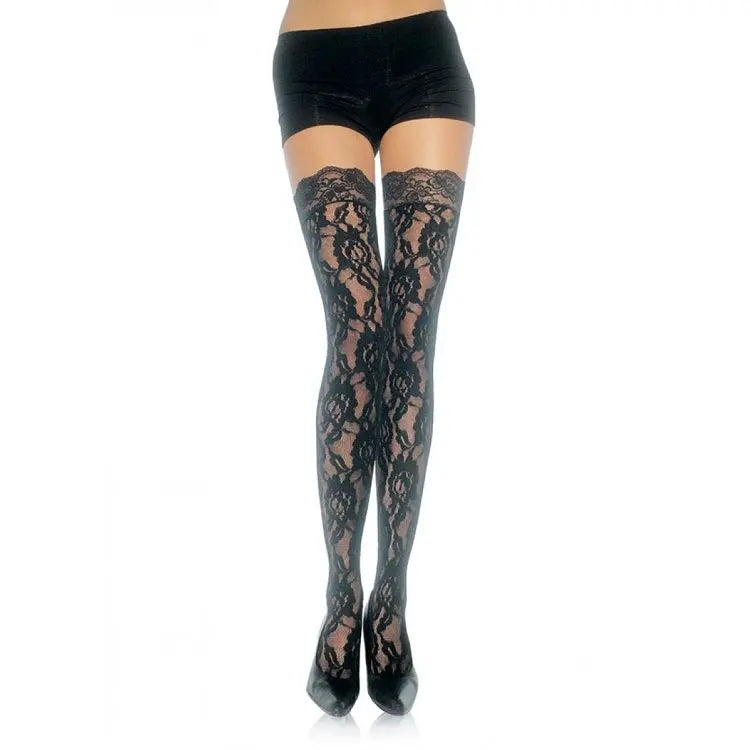 LEG AVENUE - MEDIAS DE ENCAJE FLORAL LEG AVENUE HOSIERY