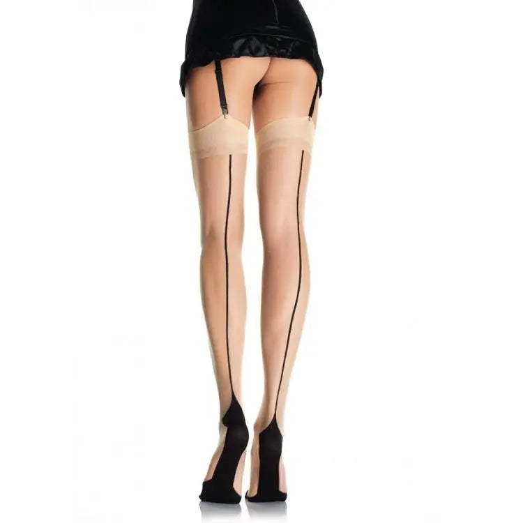 LEG AVENUE - MEDIAS NUDE CON TACON CUBANO Y COSTURA TRASERA LEG AVENUE HOSIERY