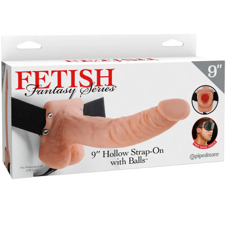 FETISH FANTASY SERIES - 9 HOLLOW STRAP-ON WITH BALLS 22.9CM NATURAL FETISH FANTASY SERIES