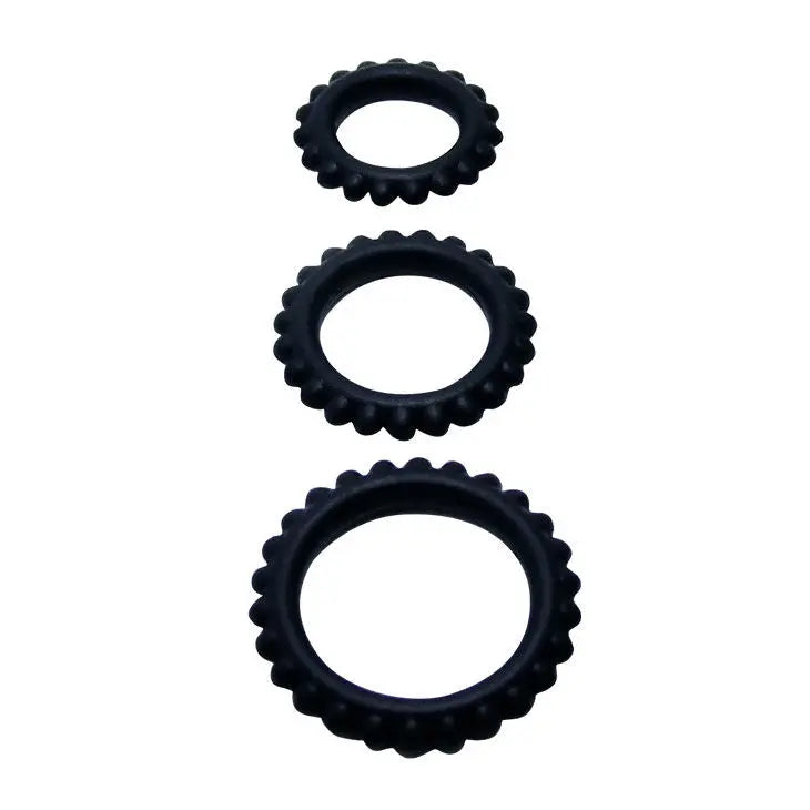 BAILE - TITAN SET 3 PCS COCK RING BLACK 2.8 + 2.4 + 1.9 CM BAILE FOR HIM