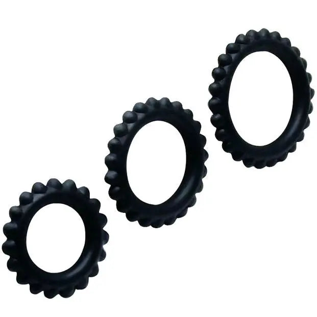 BAILE - TITAN SET 3 PCS COCK RING BLACK 2.8 + 2.4 + 1.9 CM BAILE FOR HIM