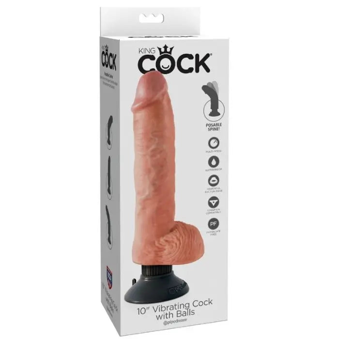 KING COCK - DILDO VIBRADOR CON TESTICULOS 25.5 CM COLOR NATURAL KING COCK