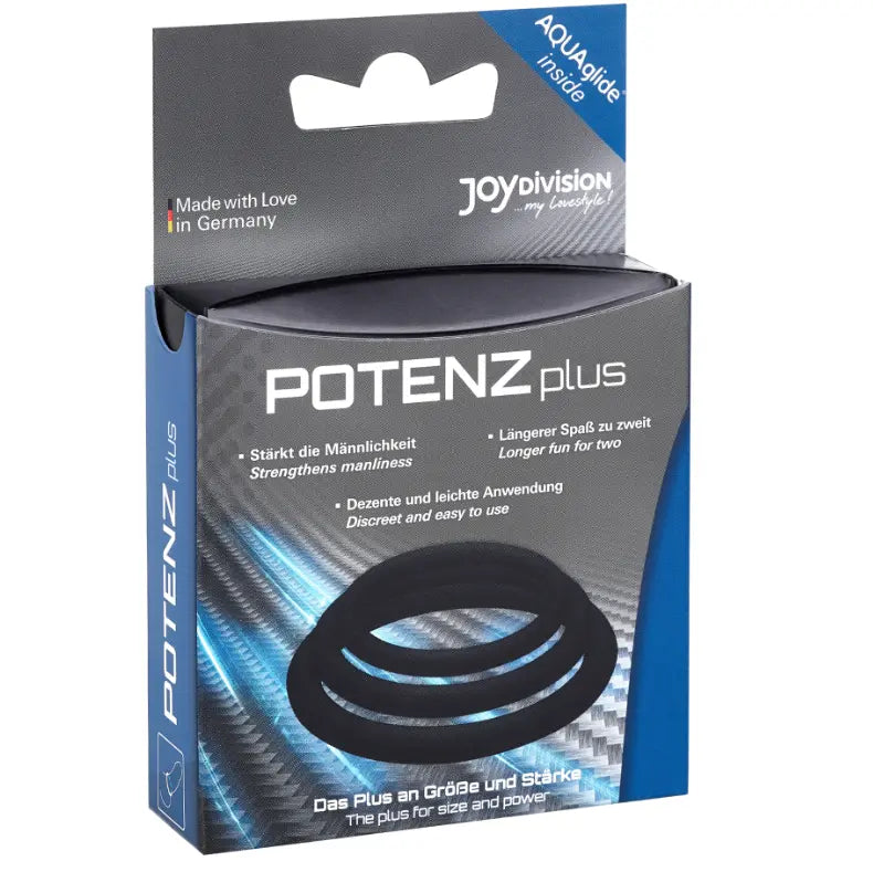JOYDIVISION POTENZDUO - PLUS PACK 3 ANILLOS PARA PENE NEGRO - S, M, L JOYDIVISION POTENZDUO