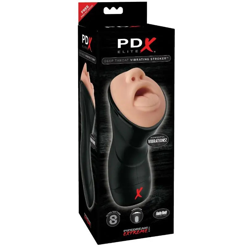 PDX ELITE - STROKER REALÍSTICO GARGANTA PROFUNDA CON VIBRACIÓN PDX ELITE