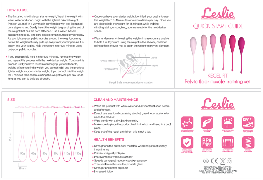 LESLIE - KEGEL FIT ENTREGADOR SUELO PELVICO 6 PESOS LESLIE