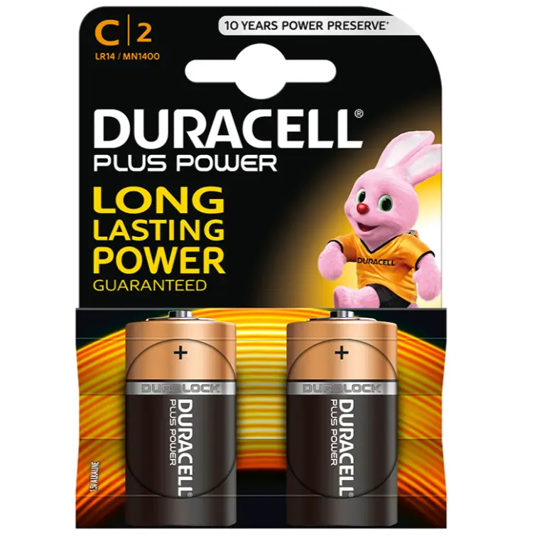 DURACELL - PLUS POWER PILA ALCALINA C LR14 BLISTER 2 UNIDADES DURACELL