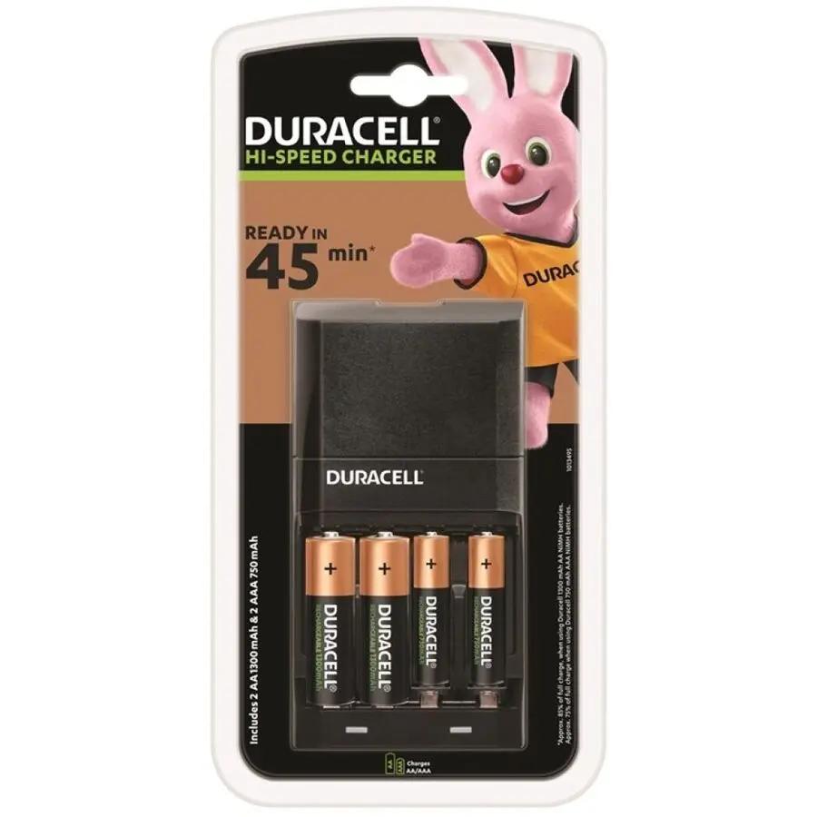 DURACELL - CARGADOR RAPIDO 45MIN. + 2xAA 1700mAh + 2xAAA 750mAh DURACELL