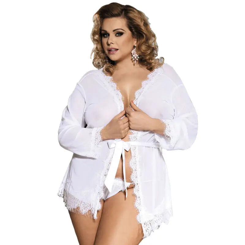 SUBBLIME - BABYDOLL BLANCO CON FRANJATALLA GRANDE SUBBLIME QUEEN PLUS SIZE
