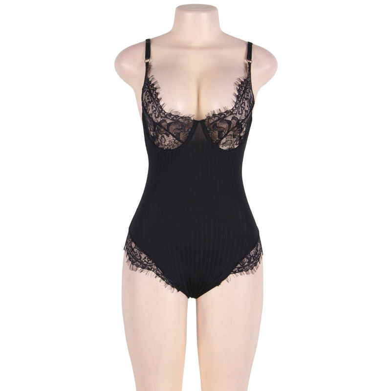SUBBLIME - TEDDY CON FRANJAS NEGRO TALLA GRANDE SUBBLIME QUEEN PLUS SIZE