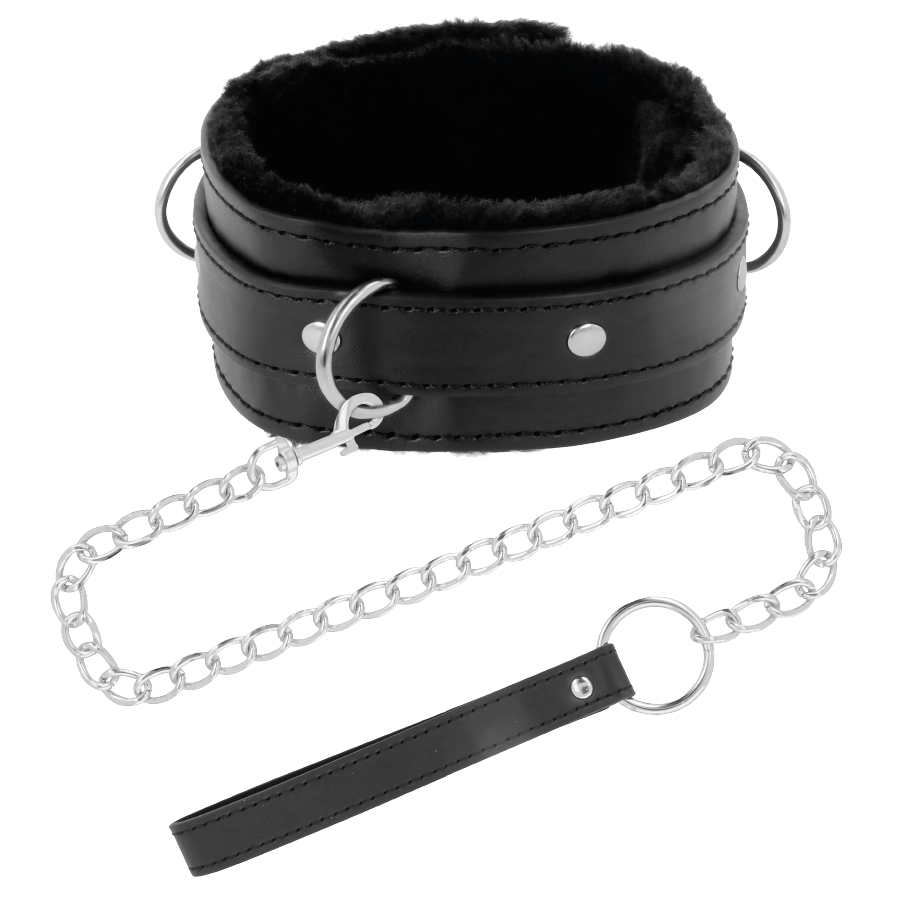 DARKNESS - COLLAR CONFORTABLE DE POSTURA CON CADENA LEATHER DARKNESS BONDAGE