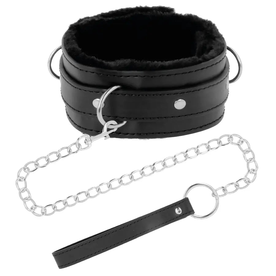 DARKNESS - COLLAR CONFORTABLE DE POSTURA CON CADENA LEATHER DARKNESS BONDAGE